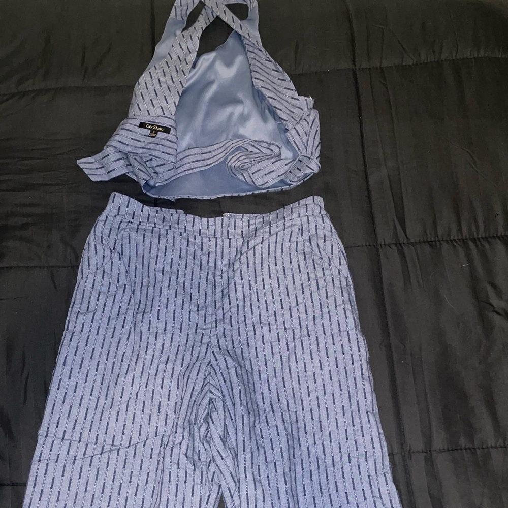 Crop top with baggy flared pants